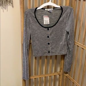 Striped L/S Crop Top